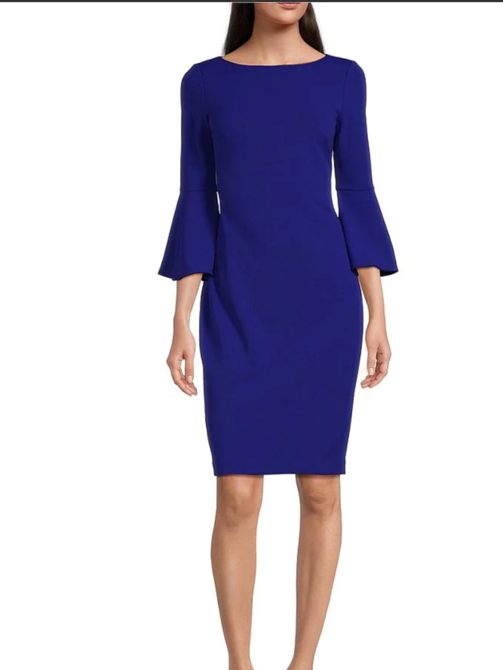 Calvin Klein Cobalt Blue Bell-Sleeve Sheath Dress